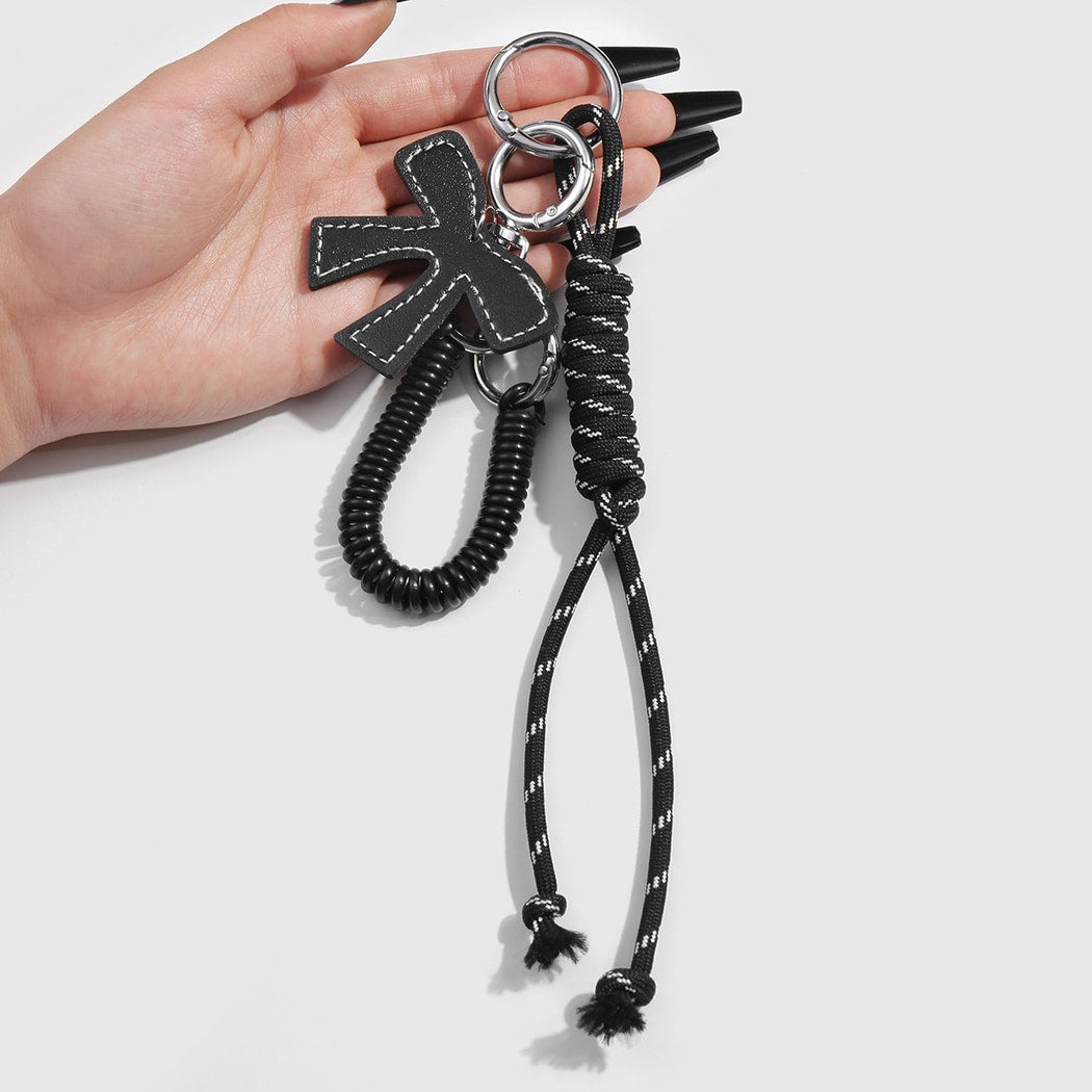 Keypus - Y2K Style Solid Bow Cord Keychain