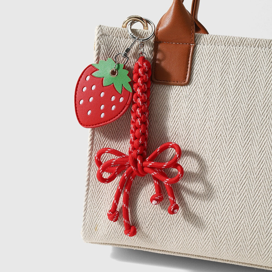 Keypus - Red Strawberry and Apple Charm Keychain