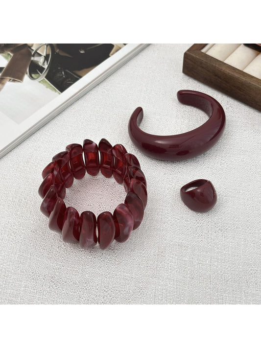 Lovra red ombre link bracelet with silver clasp on white background