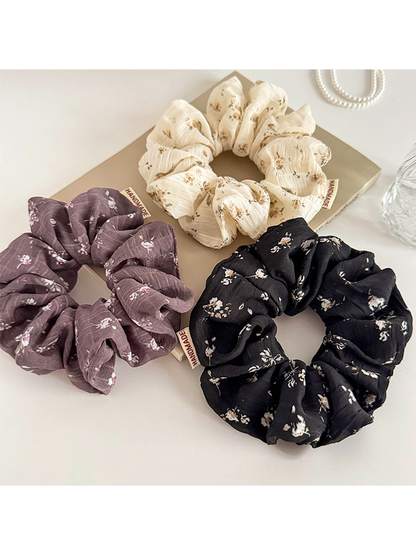 Gifty - Vintage Simple style Floral Ruched Scrunchie