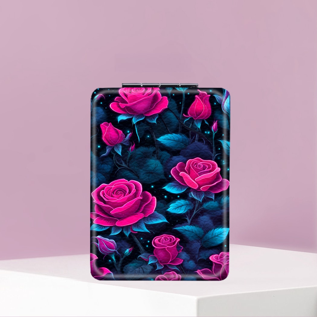 Mirroray - Rose Print Foldable Handheld Makeup Mirror