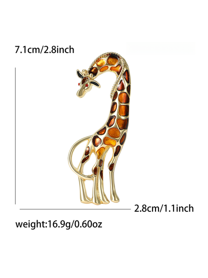 Brovia - Enamel Giraffe Animal Alloy Fashion Brooch