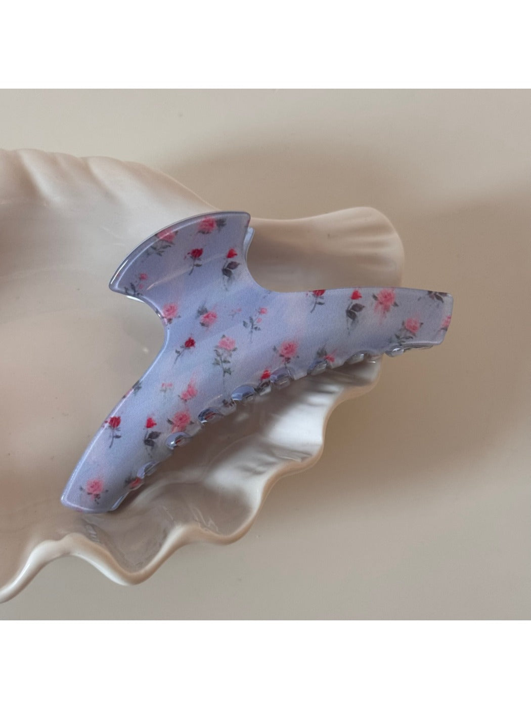 Beau - Blue Rose Print Hair Claw Clip