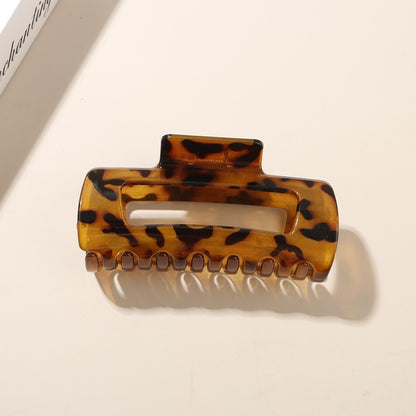 Beau - Glossy Leopard Print Rectangular Claw Clip
