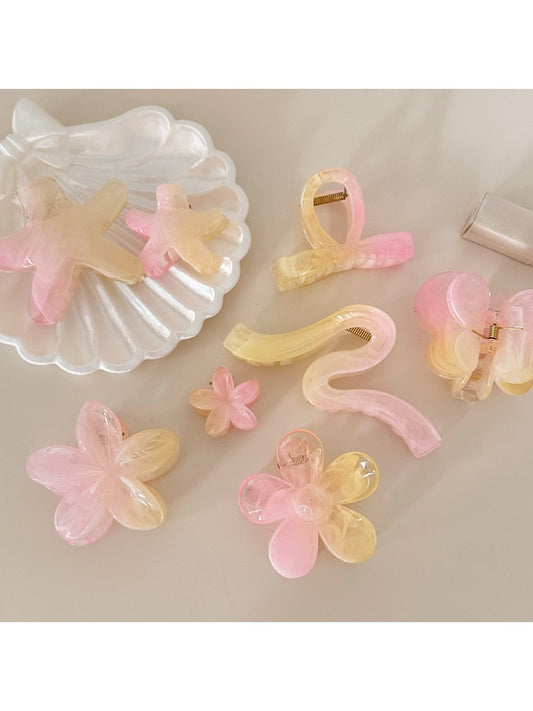 Beau - Sweet Floral Starfish Bow Wave Claw Clip