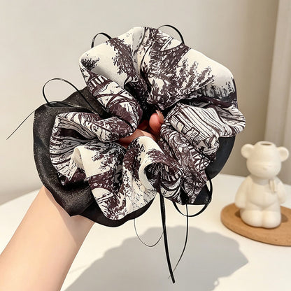 Gifty - Printed Ribbon Detail Polyester Scrunchie