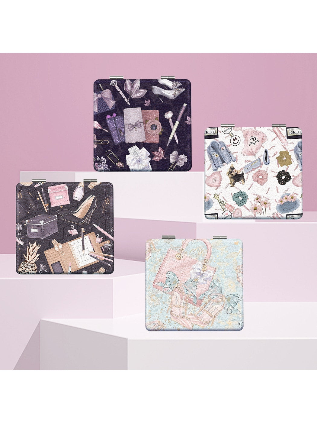Mirroray - Cartoon Print Foldable Makeup Touch-Up Mirror