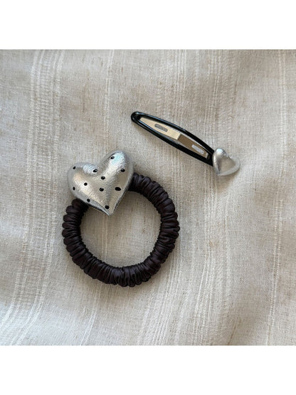 Beau - Polka Dot Heart Alloy Hair Clip