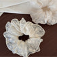 Gifty - Sheer Floral Beaded Ruffle Detail Scrunchie