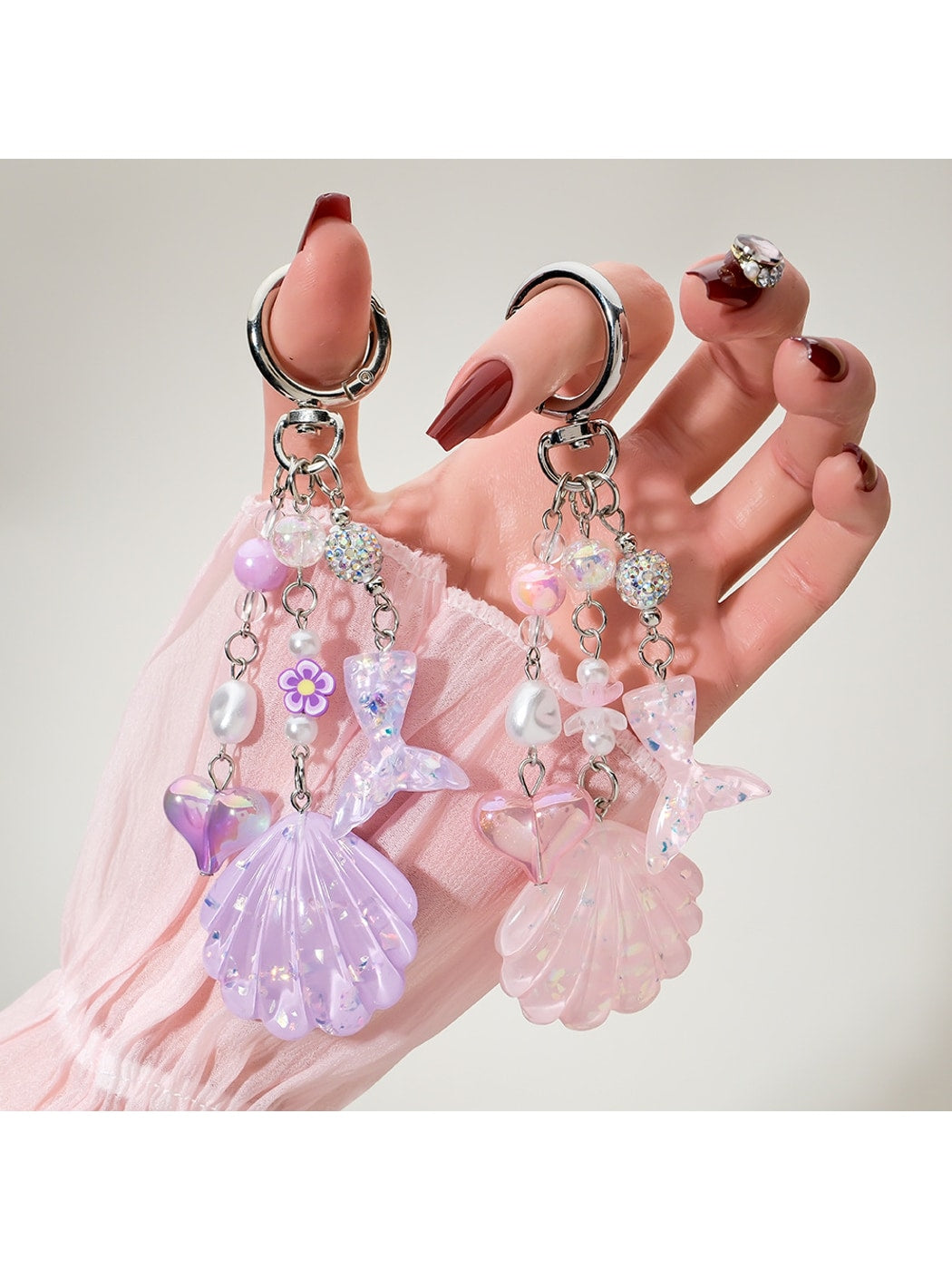 Keypus - Decorative Shell and Fish Tail Purse Charm Keychain