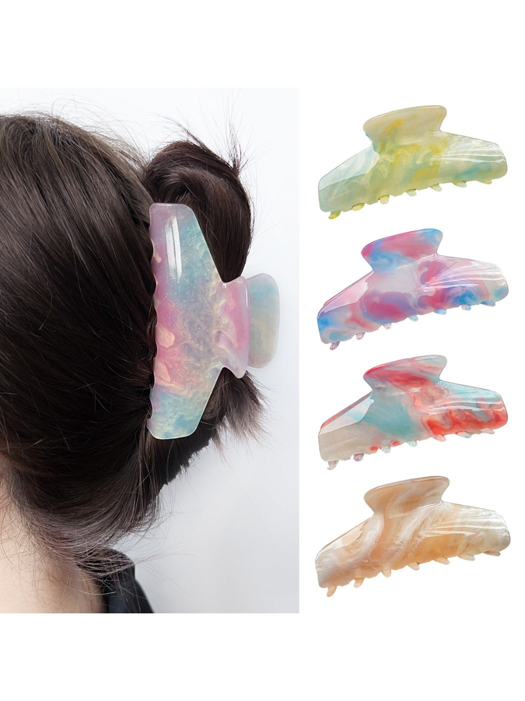 Close-up of Beau half moon hair claw clip showing gradient color and clasp detail