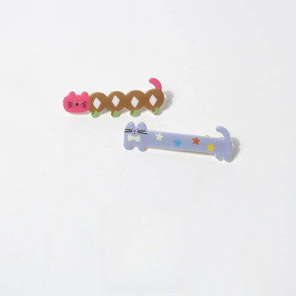 Beau - Cartoon Cat Pattern Acrylic Side Hair Clip