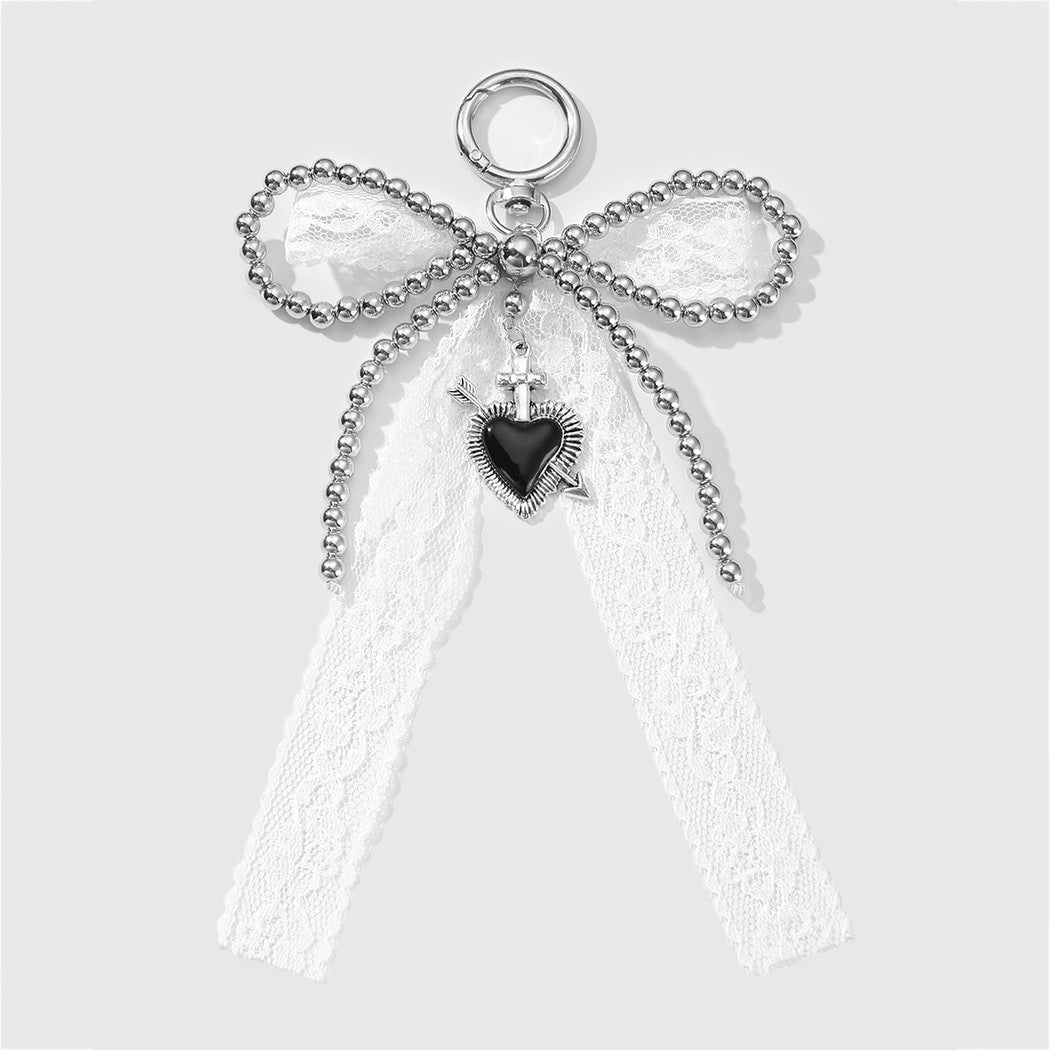 Keypus - Y2K Lace Bow Heart Cross Keychain