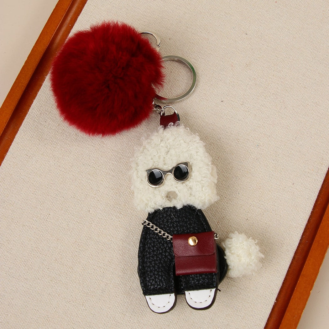 Keypus - PU Plush Cartoon Animal Pom Pom Keychain