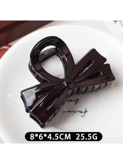 Beau - Medium Bow Accent Plastic Hair Claw Clip