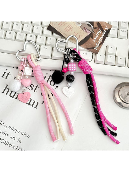Keypus - Simple Style Heart Pendant Woven Keychain
