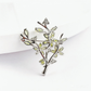 Brovia - Silver Tone Branch Flower Leaf Brooch Pin