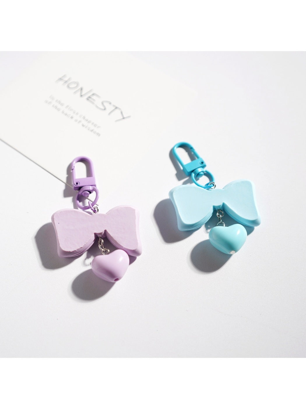 Keypus - Solid Color Heart Bow Keychain