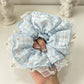 Gifty - Polyester Star Print Lace Edge Scrunchie