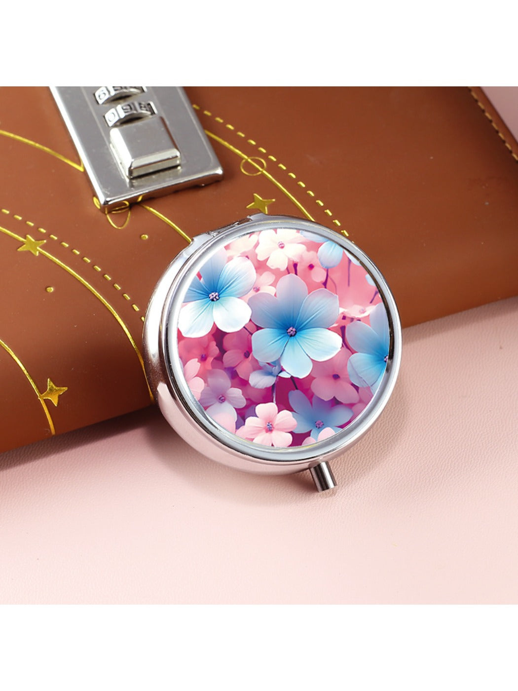 Mirroray - Floral Pattern Three Compartment Portable Mirror