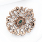 Brovia - Vintage Flower Rhinestone Accent Alloy Brooch