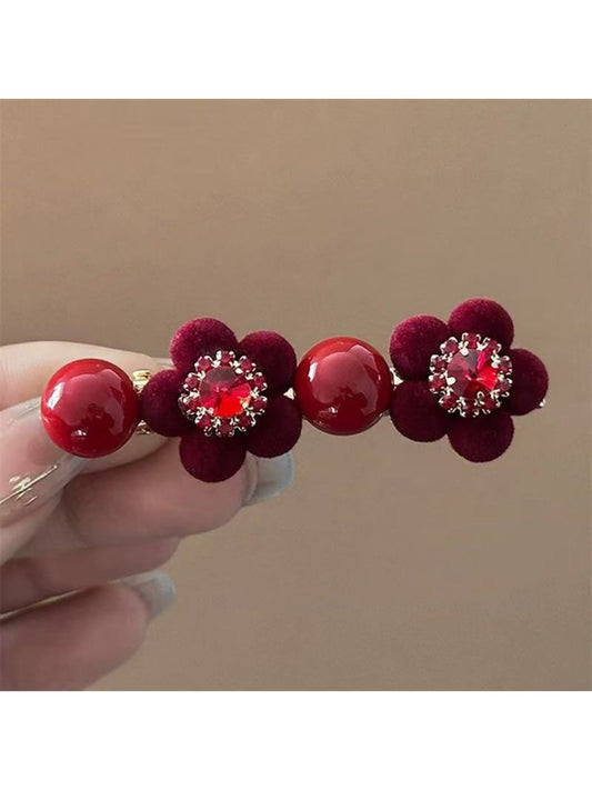 Beau - Red Velvet Flower Hair Clip