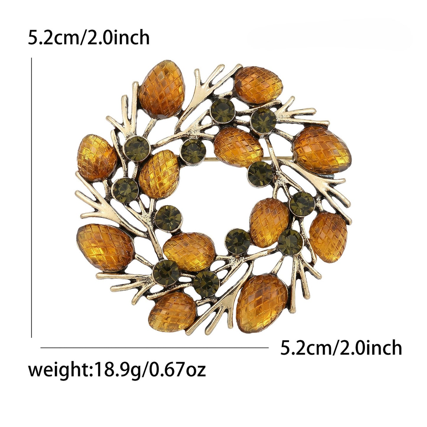新款时尚合金松果花环胸针小众设计西装大衣胸花饰品别针：BR5856