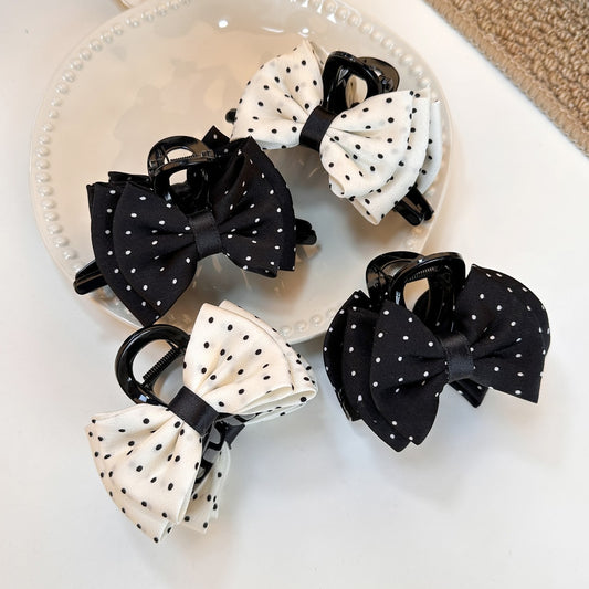Beau - Polka Dot Bow Plastic Claw Clip