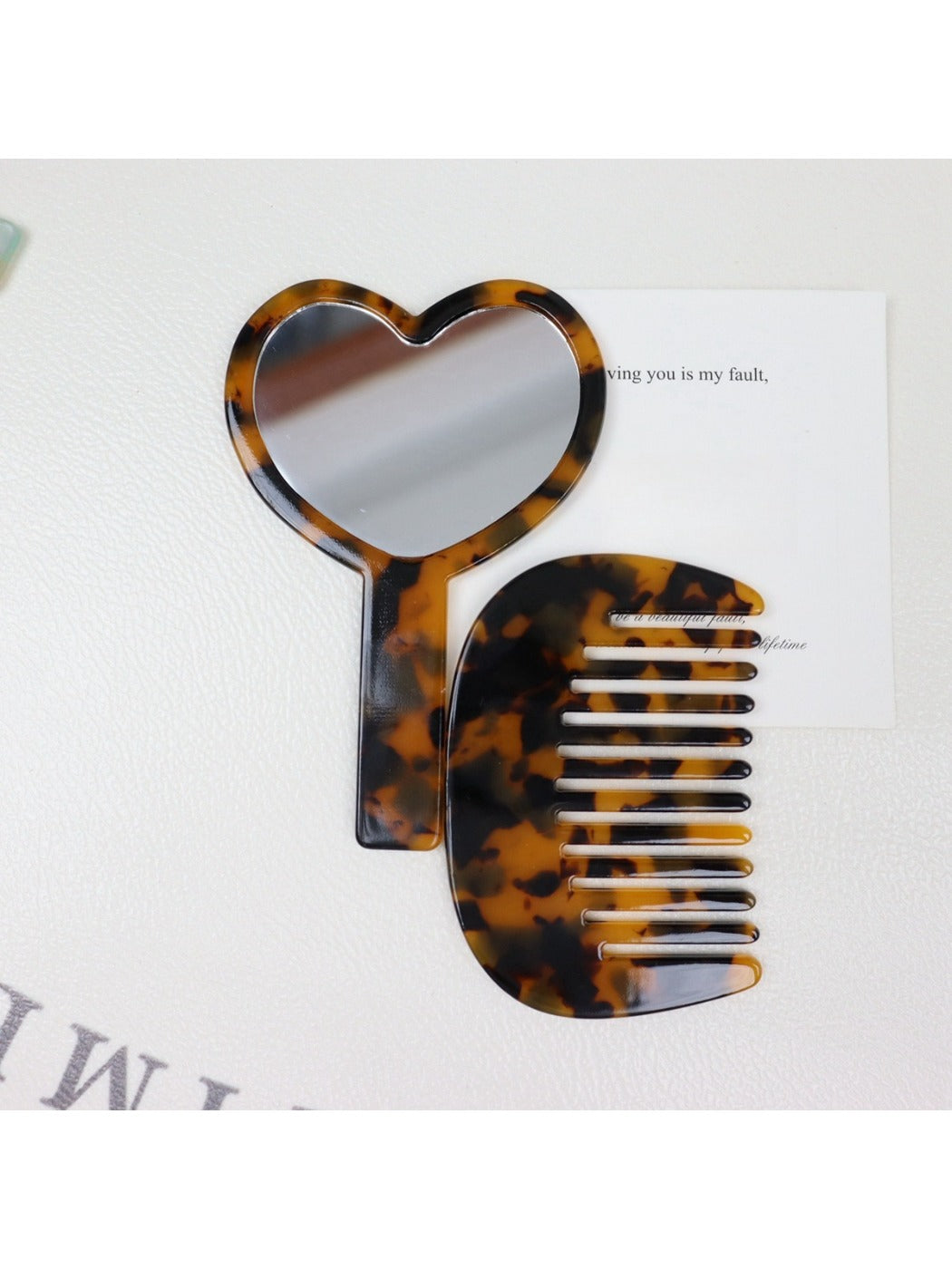 Mirroray - Acetic Acid Plate Makeup Mirror Comb Set