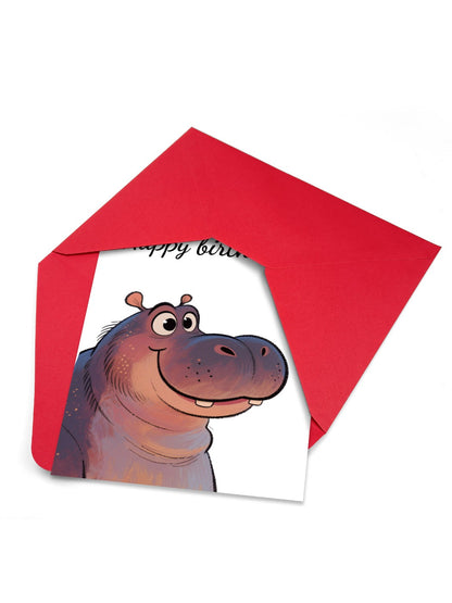 Carduria - Illustrated Hippo Birthday Card
