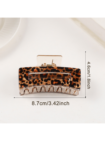 Beau - Vintage Leopard Print Curved Claw Clip