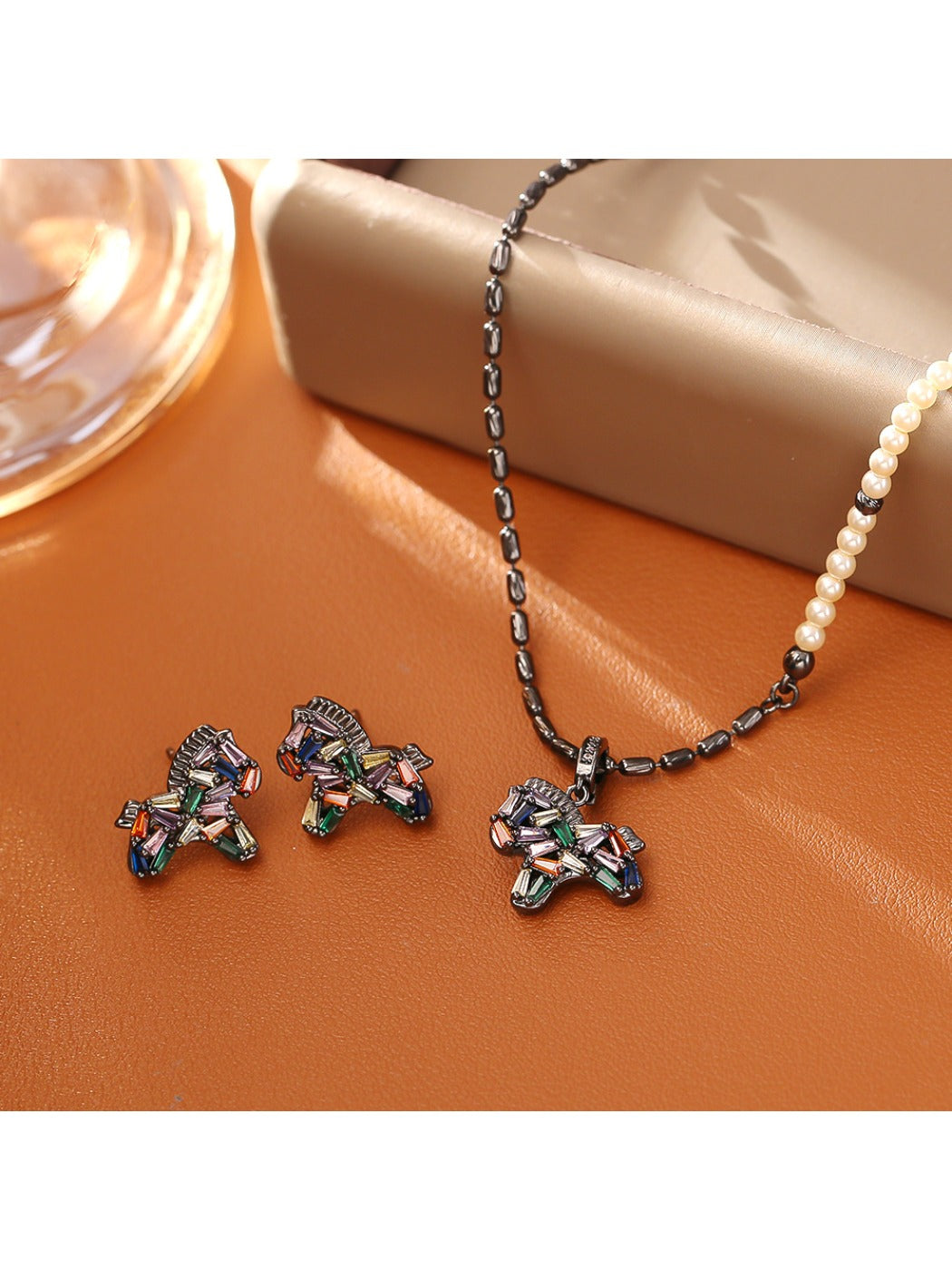 Earedge - Colorful Pony Earrings and Necklace