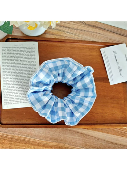 Gifty - Plaid Polyester Fabric Ruffle Edge Scrunchie