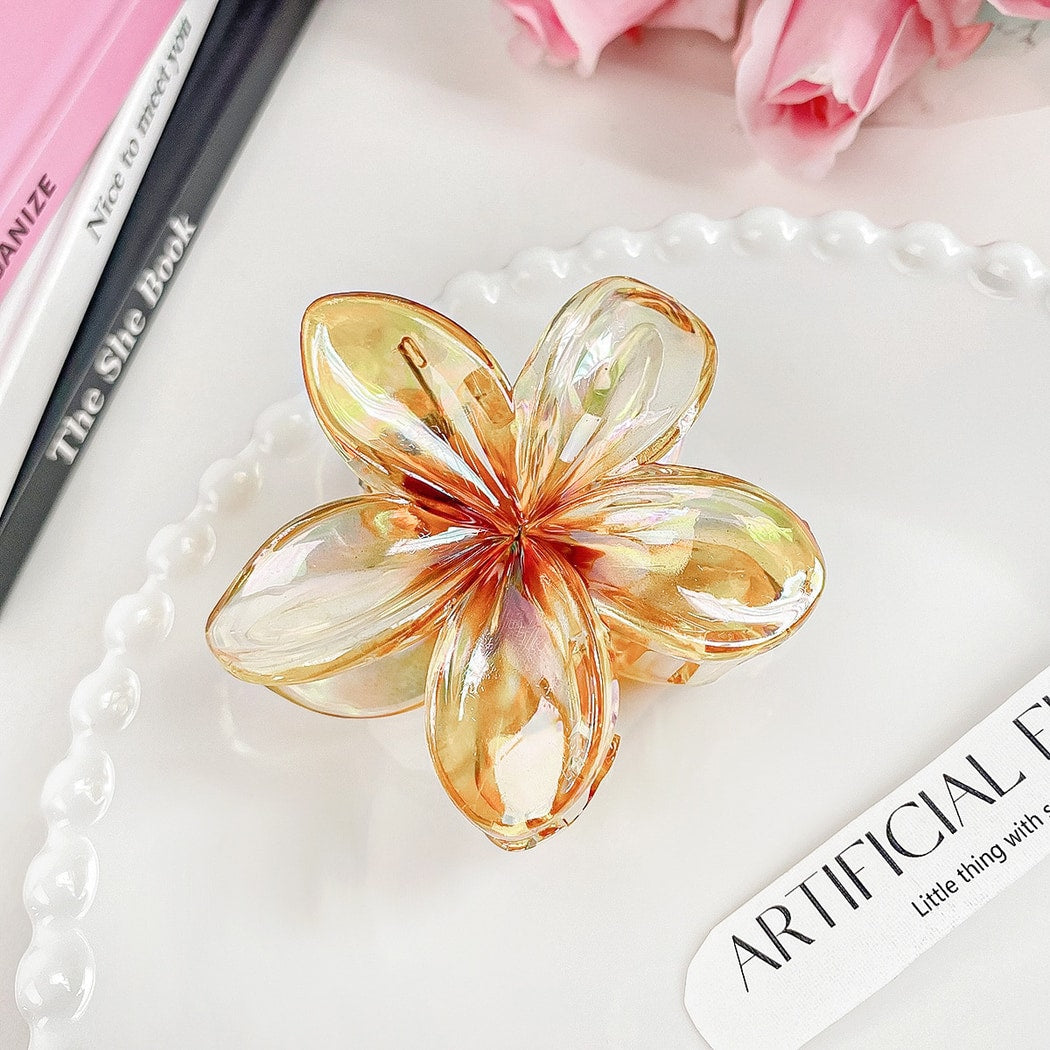 Beau - Iridescent Flower Design Claw Clip