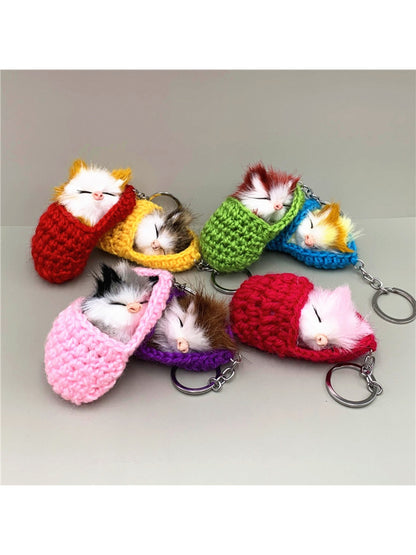 Keypus - Sleeping Cat Shaped Bag Charm Keychain