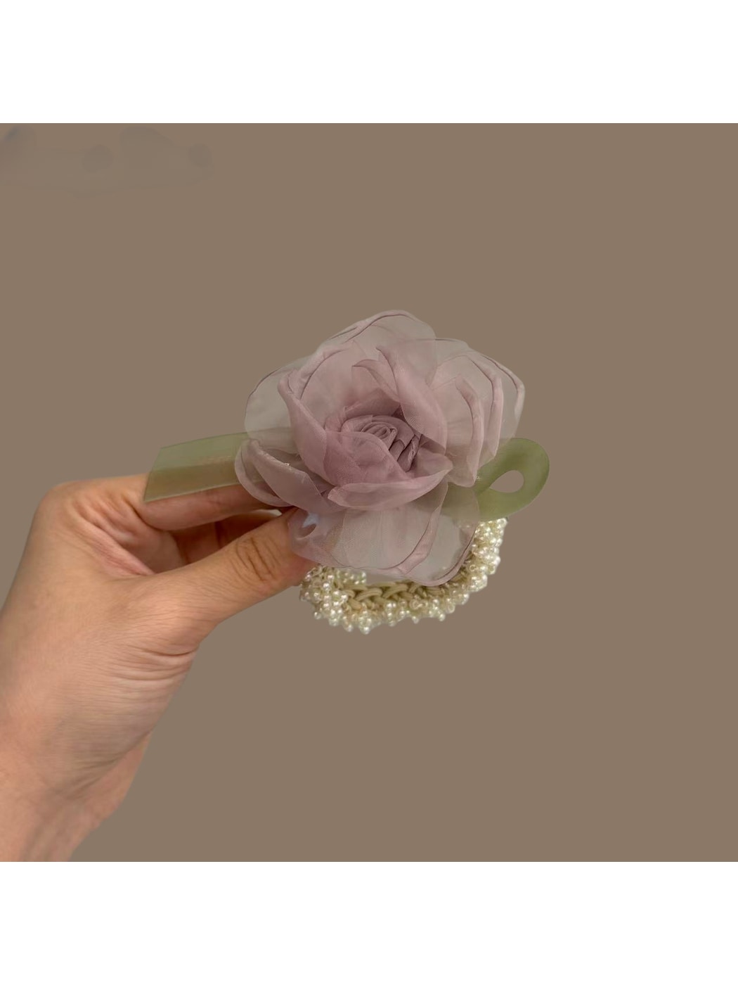 Gifty - Rose Flower Mesh Decorative Ponytail Hair Tie
