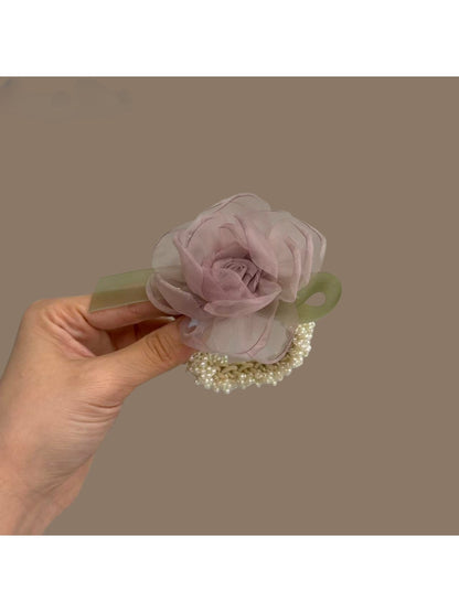 Gifty - Rose Flower Mesh Decorative Ponytail Hair Tie