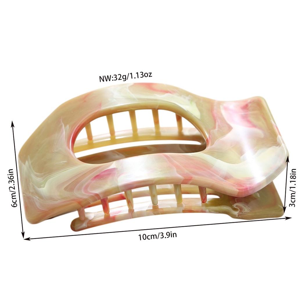 Beau - Marble Pattern Geometric Oval Hair Clip