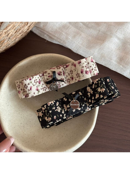 Beau - Floral Bow Detail Fabric Banana Clip