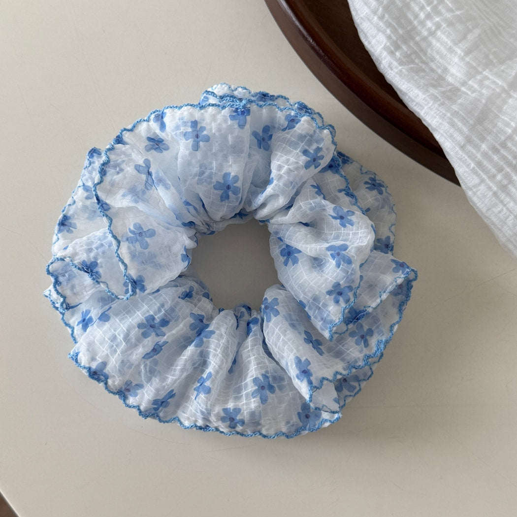 Gifty - Floral Double Layer Ruffle Scrunchie