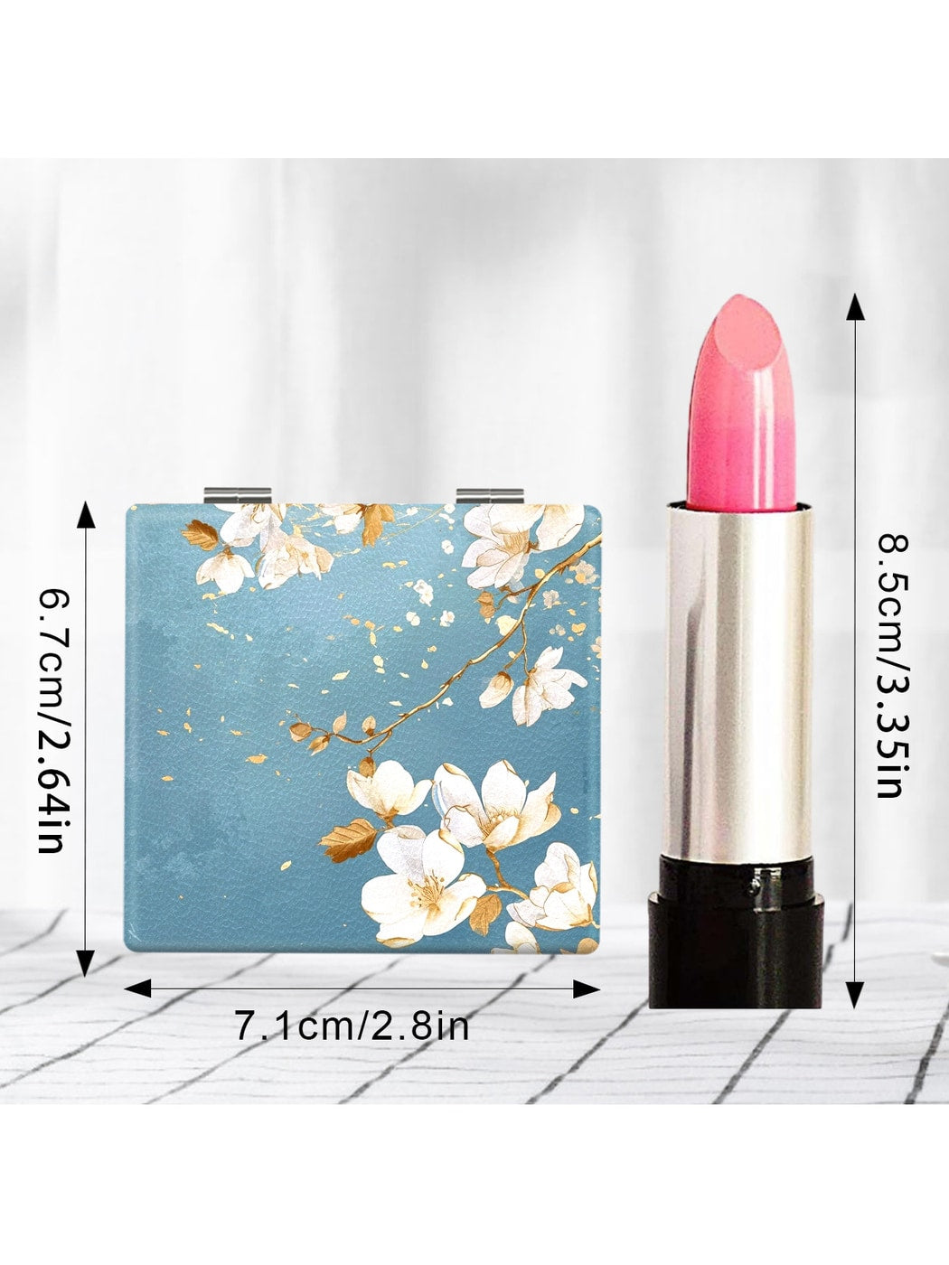 Mirroray - Floral Print Foldable Glass Compact Mirror