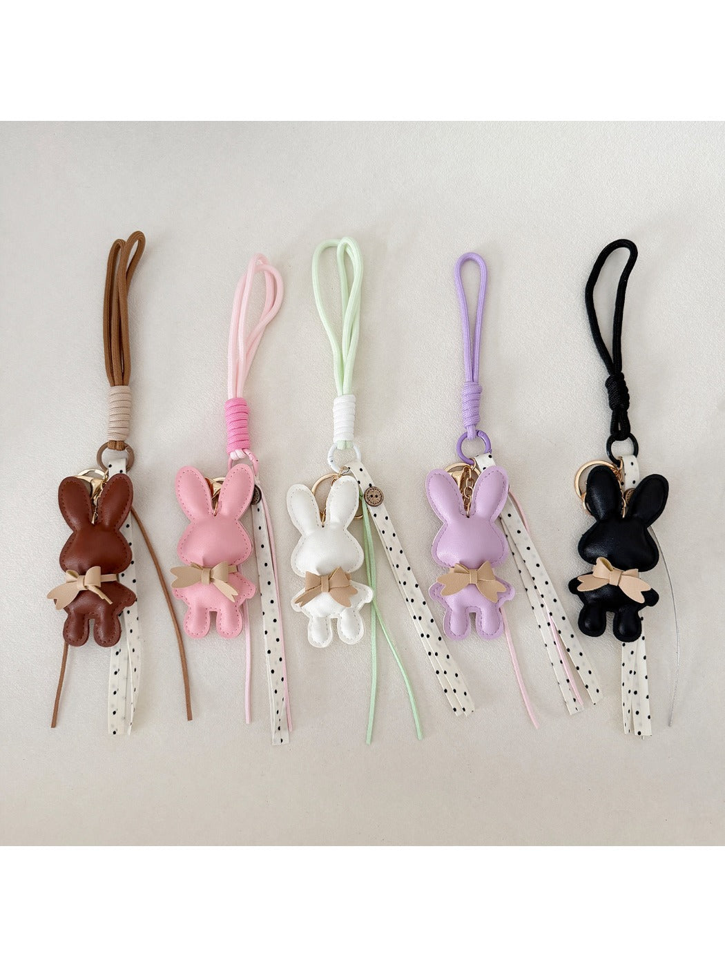 Close-up of bunny keychain face with detailed eyes and nose