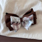 Gifty - Pleated Bow Checked Patchwork Fabric Scrunchie
