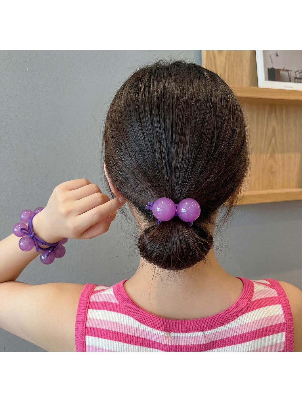 Gifty - Glossy Double Ball Elastic Ponytail Holder Hair Tie