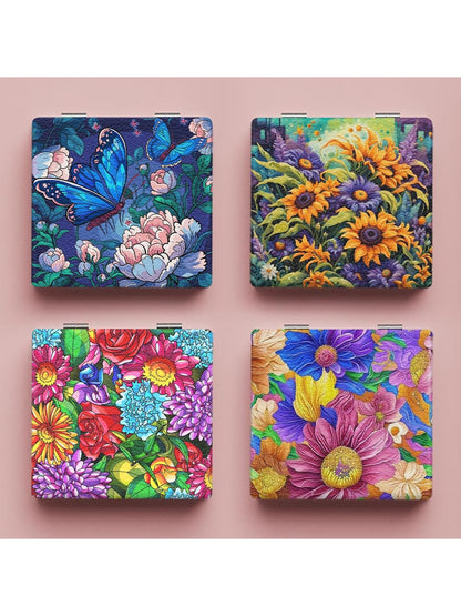 Mirroray - Sunflower Print Foldable Portable Makeup Mirror