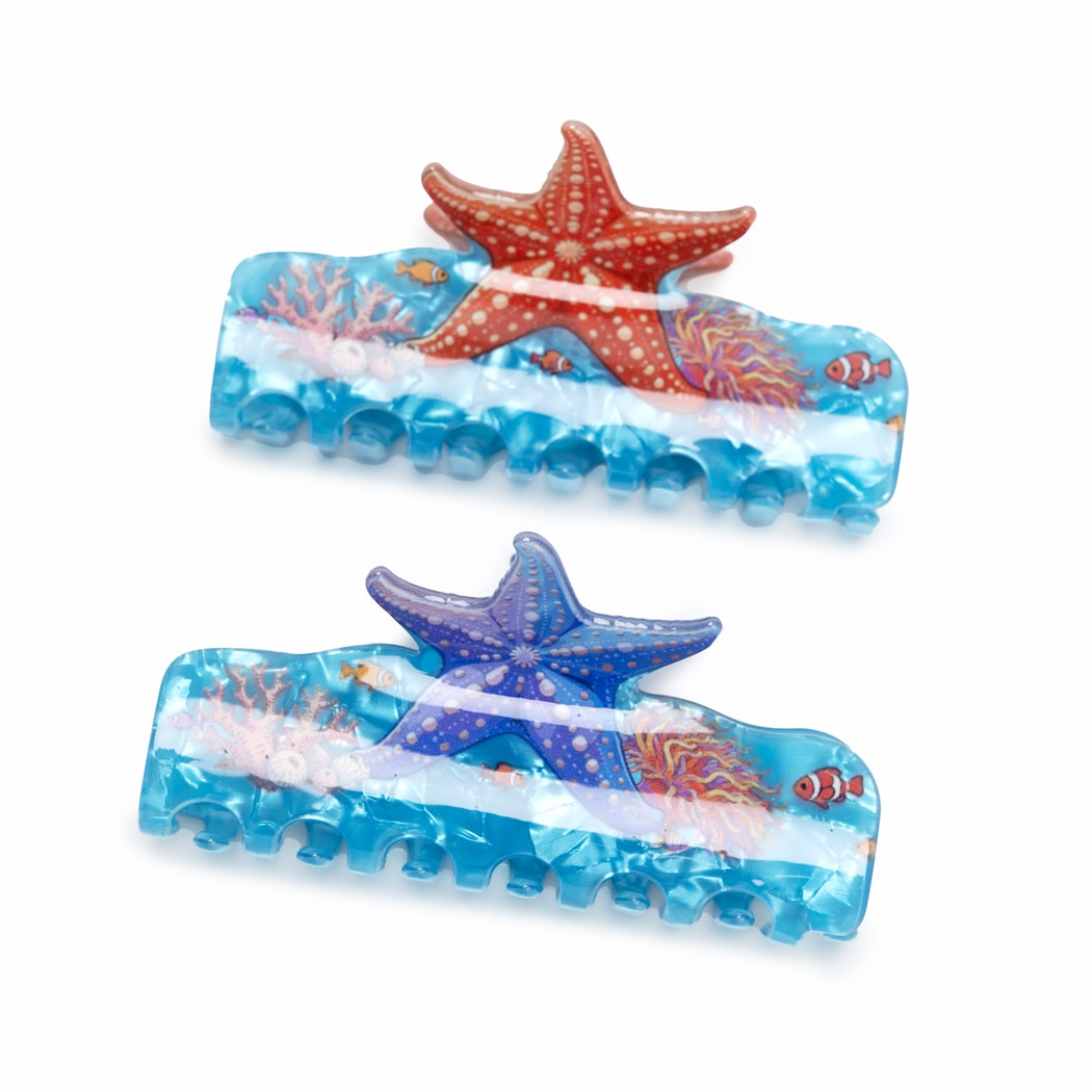 Beau - Ocean Starfish Pattern PVC Claw Clip