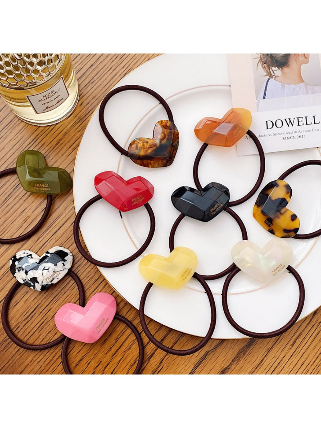 Gifty - Candy Color Heart Acetate Hair Ties Ponytail