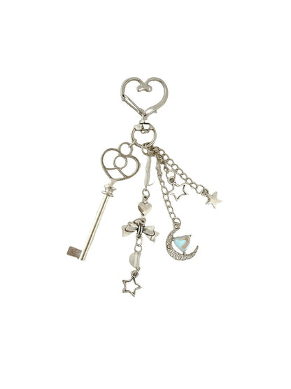 Keypus - Alloy Plastic Heart Key Shape Bag Charm Keychain