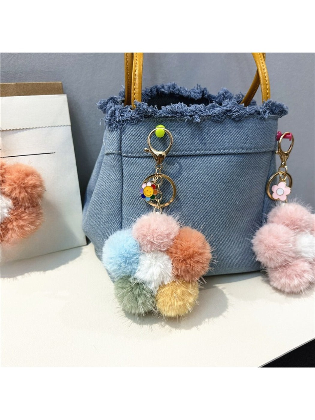 Keypus - Colorful Plush Flower Bag Charm Keychain