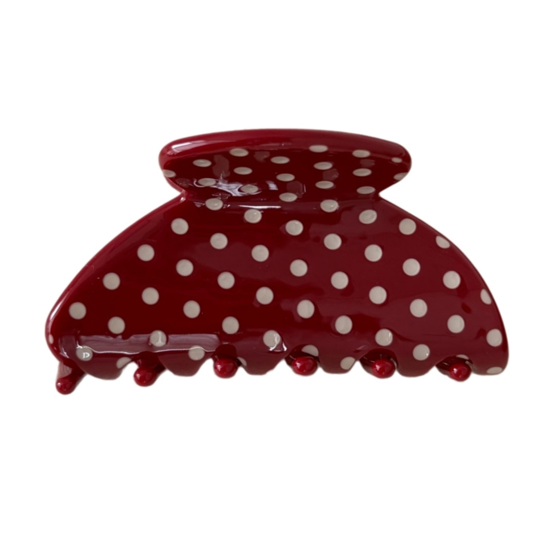 Beau - Polka Dot Fan Shape Acetate Claw Clip